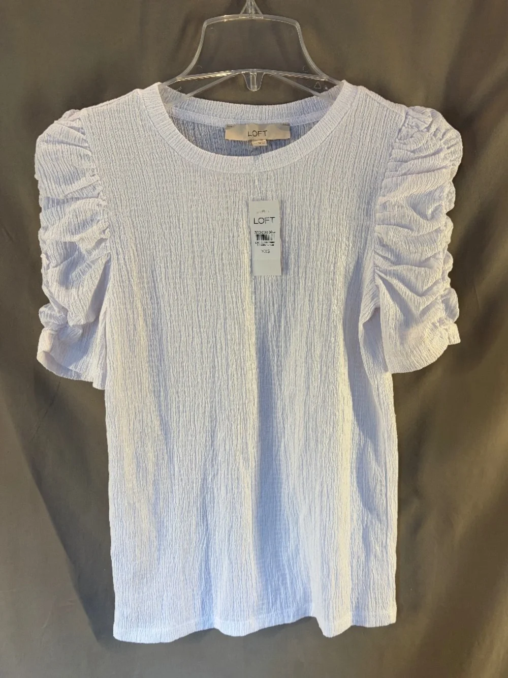 LOFT Short Puff Sleeve Blouse, White color Size XXS (NWT)